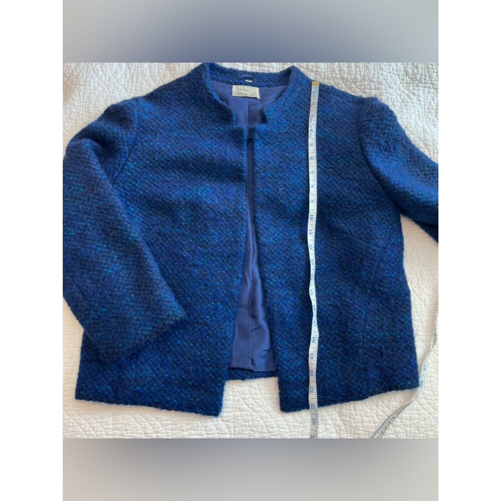 Vintage Battelsteins Houston 1960s Wool Lady Day Jacket Sz 14 Blue Career Luxury - Picture 6 of 11